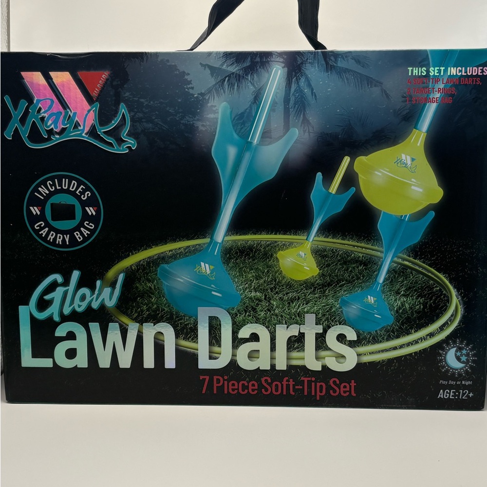 XRay Glow Lawn Darts 7-Piece Soft-Tip Set - Blue & Yellow